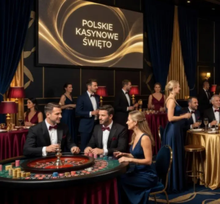 Nowocześnie zrealizowany event kasynowy z nastrojowym oświetleniem i multimediami.